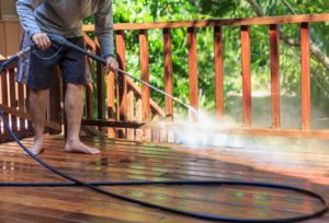 Always power wash your deck at least 3 days before staining so it has time to dry completely