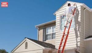 A Man On A Ladder Painting A House