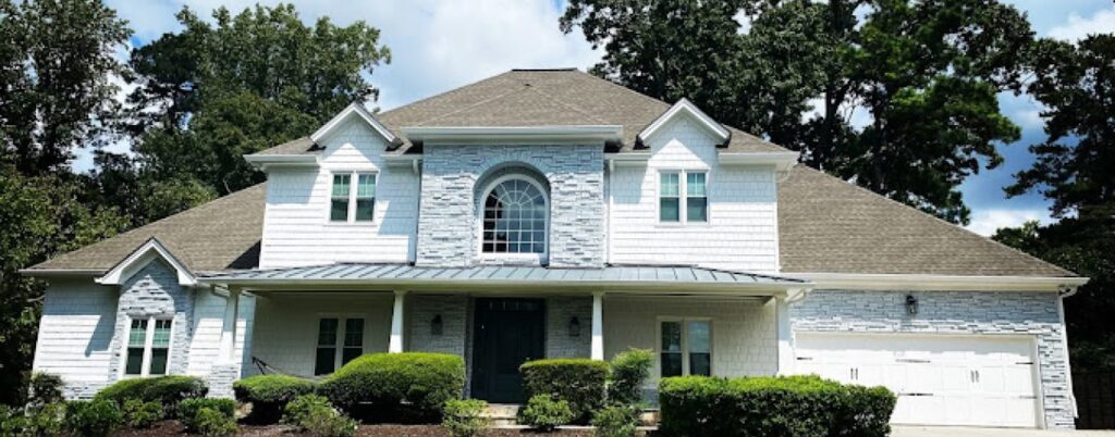 a house with a large front yard
