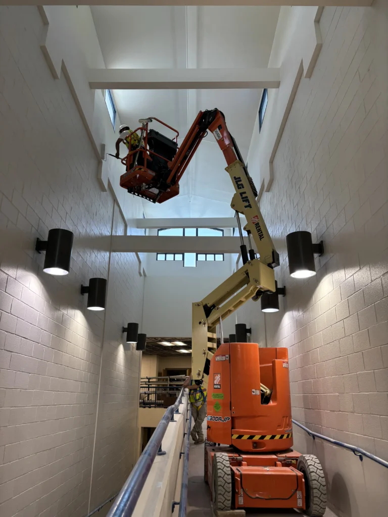 a crane in a building