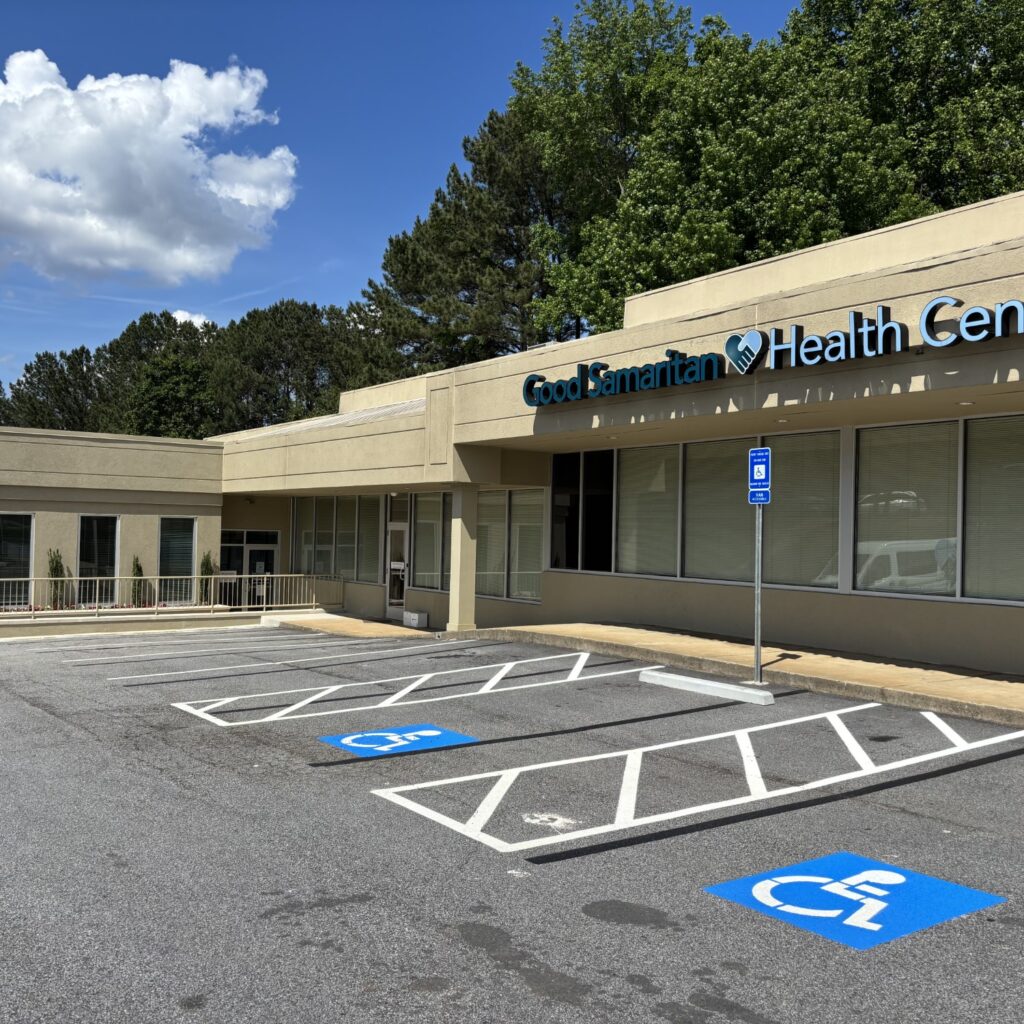 a building with a sign on the front