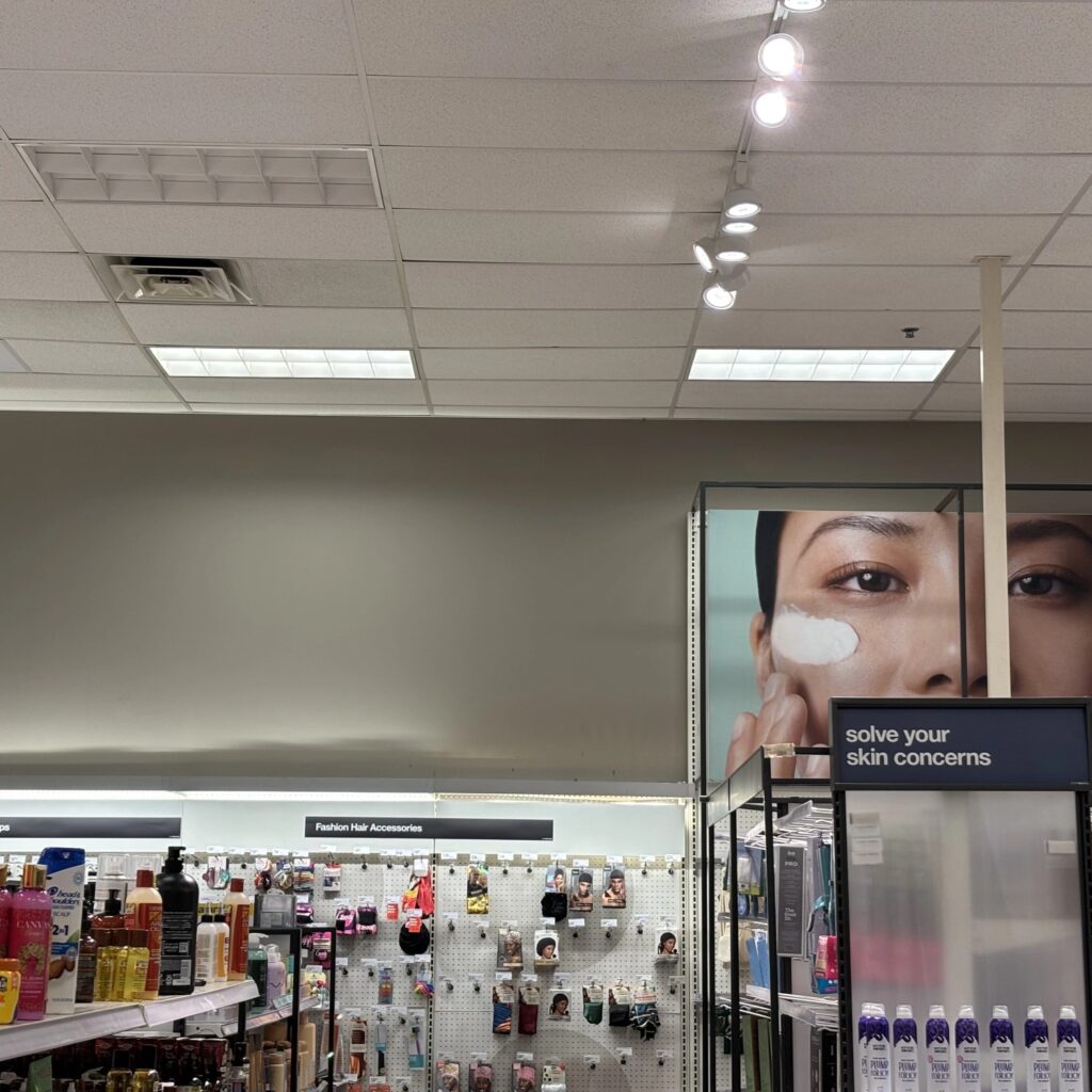 a store with a poster on the wall