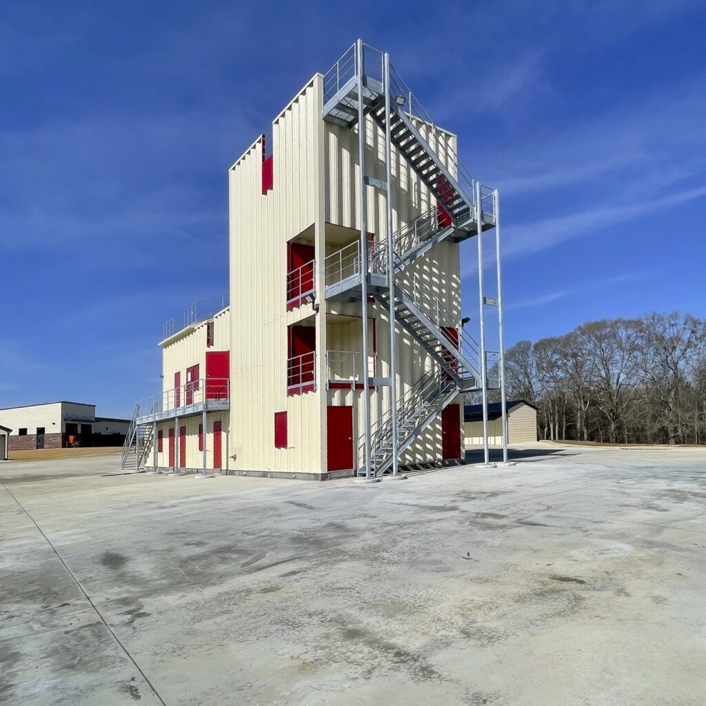 a building with stairs outside